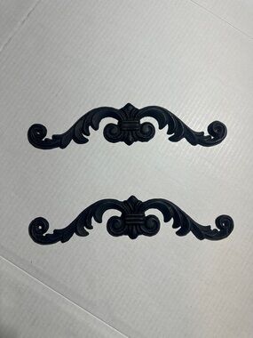 Metal cast iron Black Decorative Wall scroll toppers Pair Classic Scroll Accents